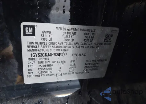 2017 Cadillac Escalade Esv Standard z USA, uszkodzony, nr VIN 1GYS3GKJ4HR243777